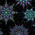 Black Beaded Medallion Cotton 44"/45" Fabric Per Yard