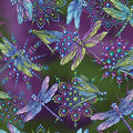 Plum Small Dragonfly Cotton 44"/45" Fabric Per Yard