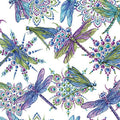 White Small Dragonfly Cotton 44"/45" Fabric Per Yard