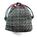 Drawstring Bag with KOKI Weaving Sashiko Hydrangea Full Kit Blue