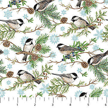 NC Chickadees Multi Flannel White