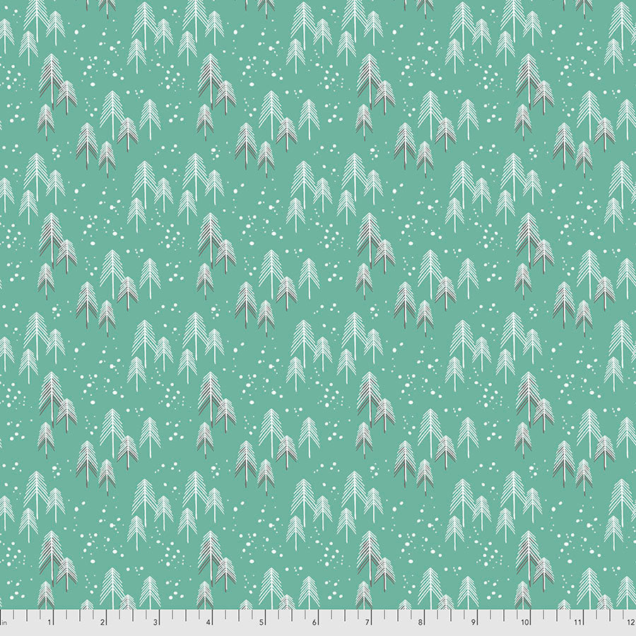FS Snowy Day Flannel Trees Aqua