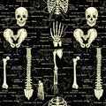 Black Glow in the Dark Skeletons Cotton 44"/45" Fabric Per Yard