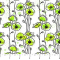 Green Floating Poppies Good Together Cotton 44"/45" Fabric Per Yard