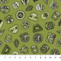 Green Monochromatic Patches Camping Therapy Cotton 44"/45" Fabric Per Yard