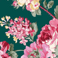 Green Peacock Rose Garden Cotton Wideback Fabric per yard