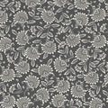 Grey Charcoal Whimsy Floral Cotton Wideback Fabric per yard