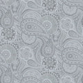 Grey Large Paisley Paradise Wideback Fabric per yard