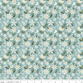 Juju's Petals Dance Teal Cotton 43"/44" Fabric Per Yard