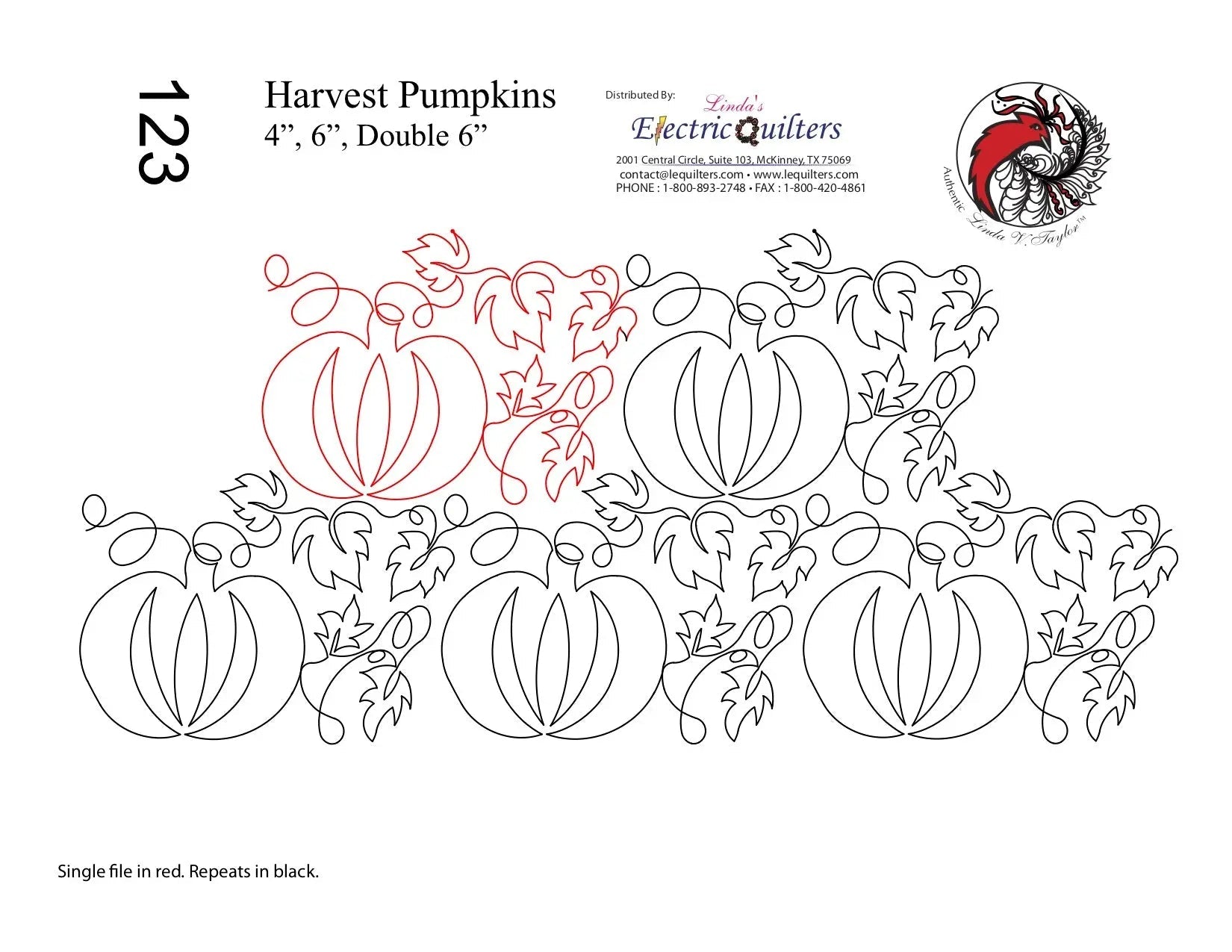 123 Harvest Pumpkins Pantograph by Linda V. Taylor