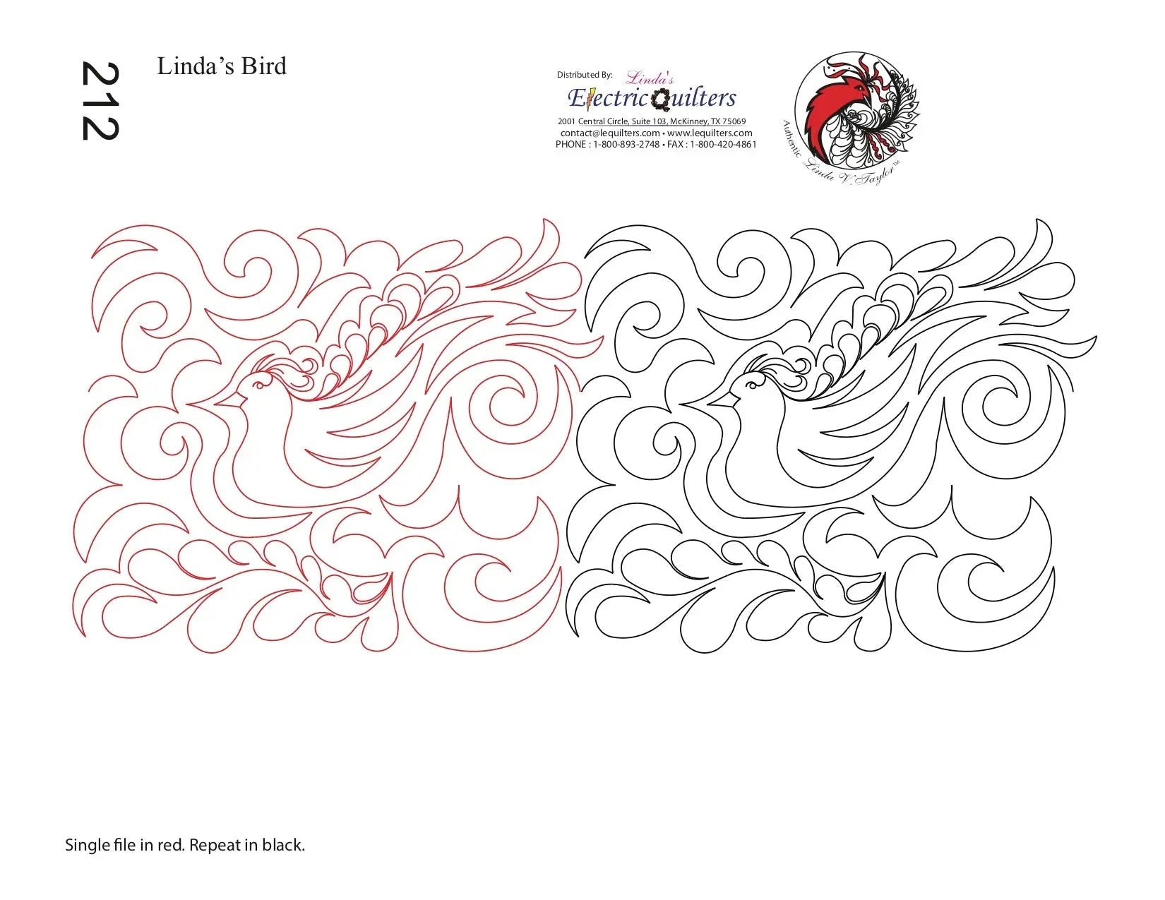 212 Linda's Bird Pantograph by Linda V. Taylor