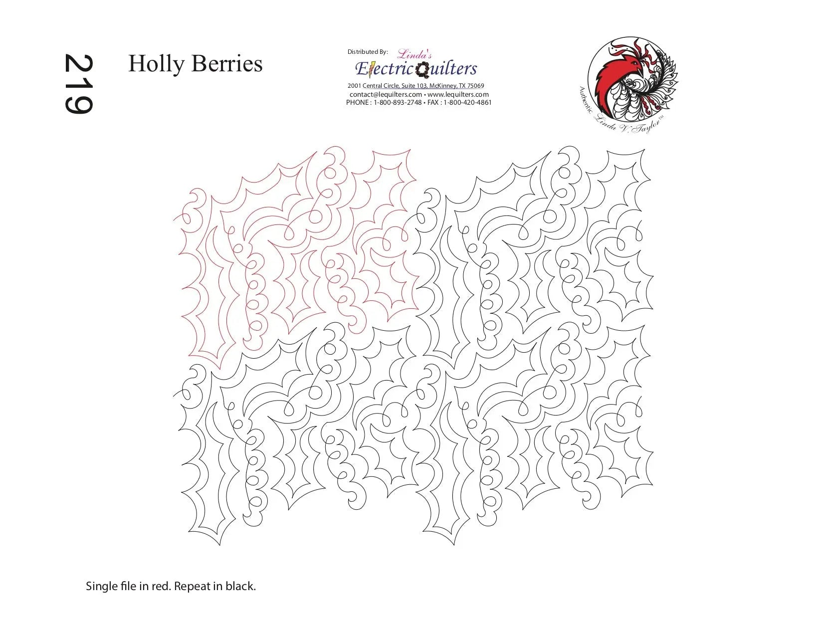 219 Hollyberries Pantograph by Linda V. Taylor