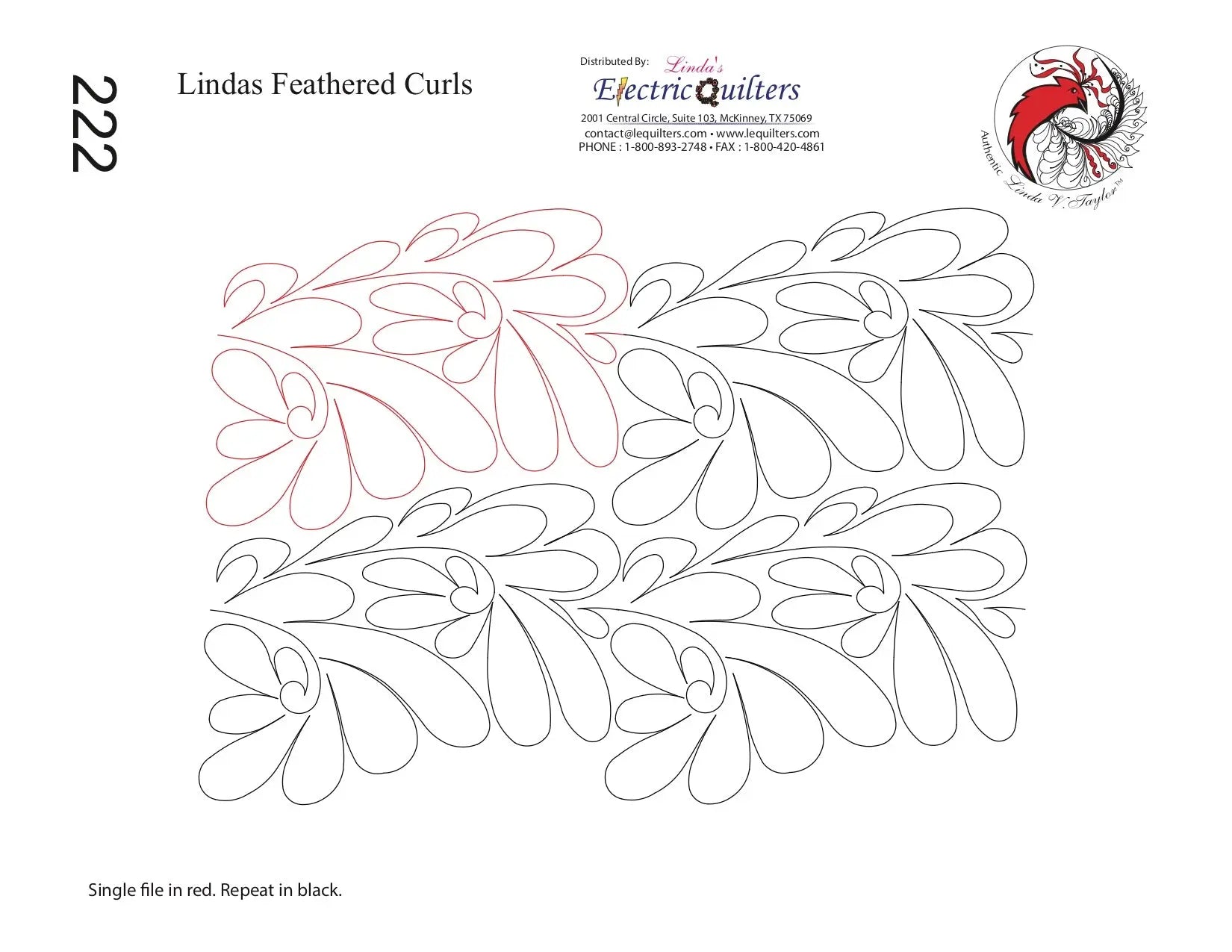 222 Lindas Feathered Curls Pantograph by Linda V. Taylor