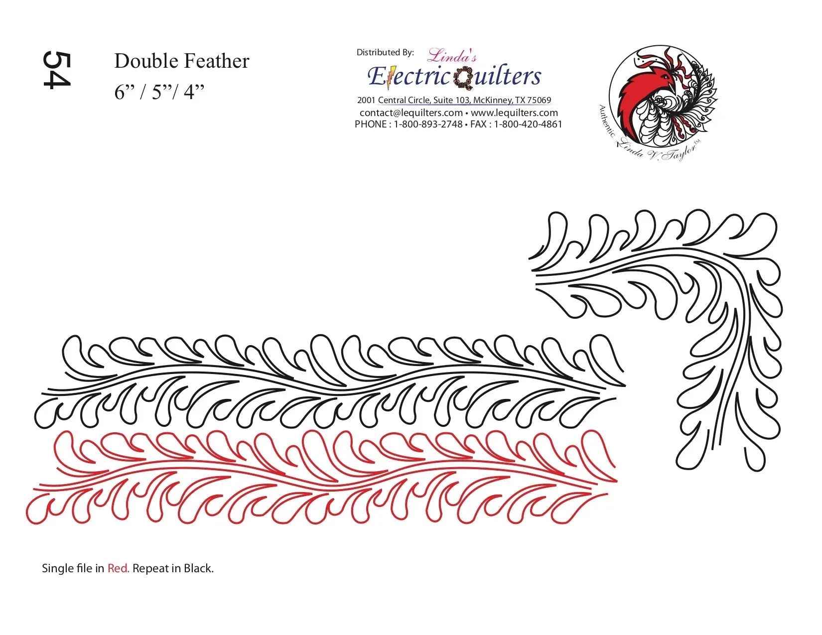 054 Double Feather Pantograph by Linda V. Taylor