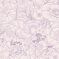 Lavender Floral Sketch Cotton 44"/45" Fabric Per Yard