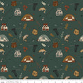 Let's Wander Gone Fishing Forest Cotton 43"/44" Fabric Per Yard