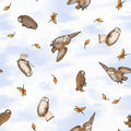 Light Blue Classic Winnie Owls Cotton 43"/44" Fabric Per Yard