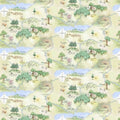 Light Green Classic Winnie Map Cotton 43"/44" Fabric Per Yard