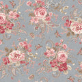 Bouquet Blue Meadow Blush 43"/44" Cotton Fabric Per Yard