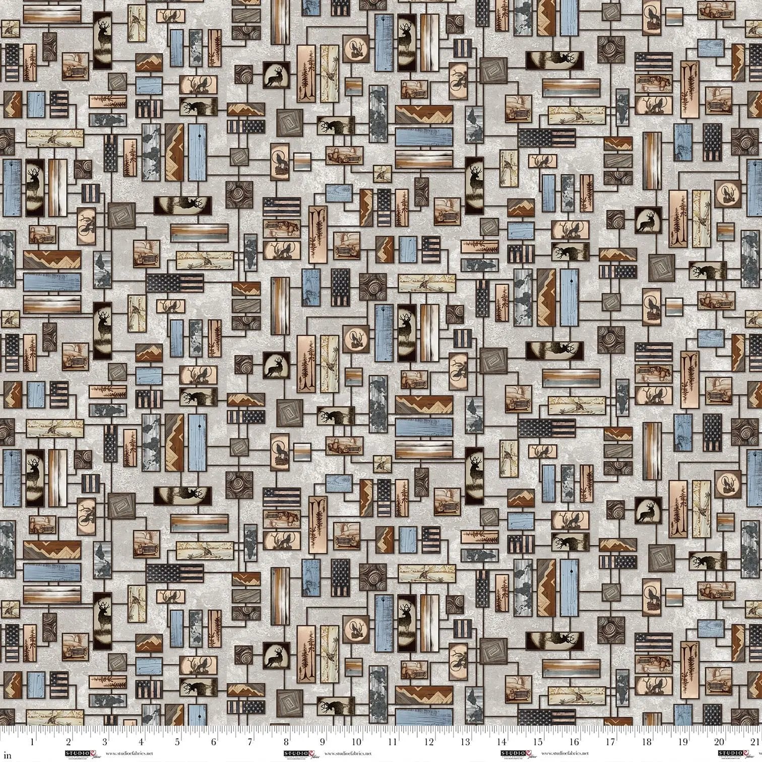 Mist Wood Burn Art Wall Out of the Woodwork Cotton 44"/45" Fabric Per Yard