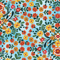 Multi Blue Folklore Garden Sky Cotton 44"/45" Fabric Per Yard