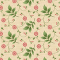 Multi Cream Floral Vine Cotton Wideback Fabric - (1 5/8 Yard Pack )