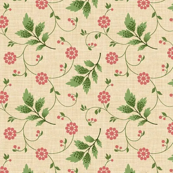 Multi Cream Floral Vine Cotton Wideback Fabric - (1 5/8 Yard Pack )