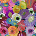Multi Watercolor Floral Blooming Bouquet Cotton Wideback Fabric Per Yard