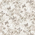 Natural Monotone Butterfly and Floral Cotton Wideback Fabric per yard