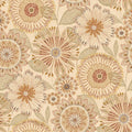 Natural Tan Floral Medallions Cotton Wideback Fabric per yard