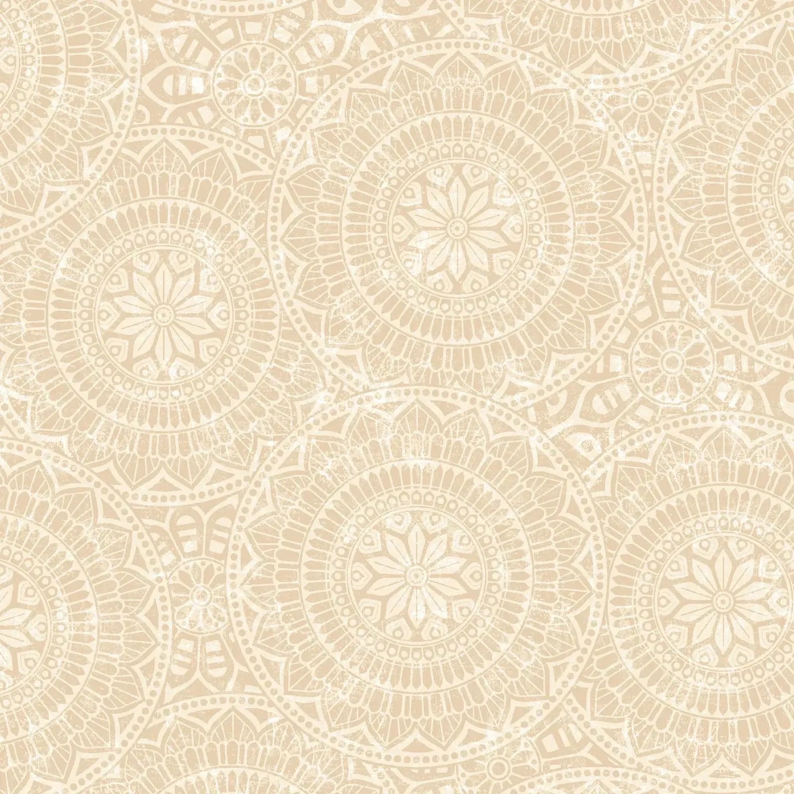 Natural Vespa Tossed Mandalas Cotton Wideback Fabric