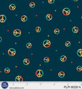 Navy Blue Rainbow Peace Symbol Peace, Love, Pickleball Cotton 44”/45” Fabric Per Yard