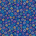 Navy Mosaic Blooms Tile Coordinate Cotton 44/45 Fabric Per Yard