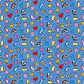 Blue Patch Perfect Smileys & Rainbows Cotton 43"/44" Fabric Per Yard