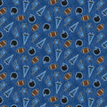 Blue Patch Perfect Football Cotton 43"/44" Fabric Per Yard
