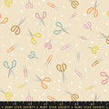 Paper Cuts 2 Parchment Natural Office Supplies Cotton 43"/44" Fabric Per Yard