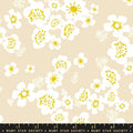 Paper Cuts 2 Parchment Yellow Retro Hawaiian Cotton 43"/44" Fabric Per Yard