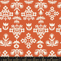 Paper Cuts 2 Persimmon Orange Fresh Cut Flowers Florals Folk Cotton 43"/44" Fabric Per Yard