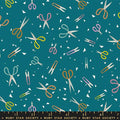 Paper Cuts 2 Storytime Turquoise Paper Office Supplies Cotton 43"/44" Fabric Per Yard