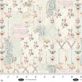 Parisian Snippets Digital Ecru Floral Lattices Cotton 44"/45" Fabric Per Yard