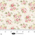Parisian Snippets Digital Ecru Roses Cotton 44"/45" Fabric Per Yard
