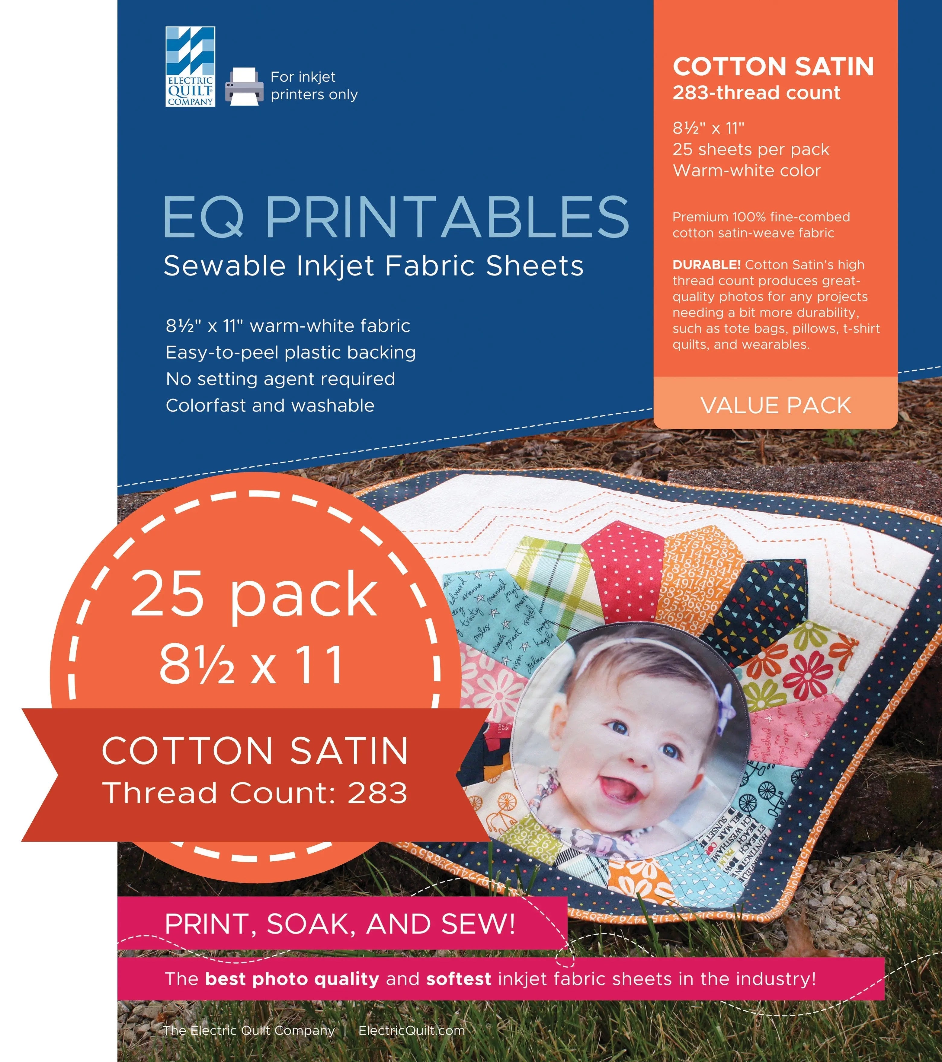 Premium Cotton Satin Inkjet Fabric 25 Sheets per pack