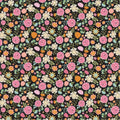 Pretty Pumpkin Poppie Cotton Black 44"/45" Fabric Per Yard