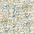 Prussian/Cream Fluidity Script Large Cotton 44”/45" Fabric Per Yard