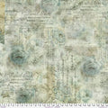 Natural Aqua Receipt Cotton Wideback Fabric per yard