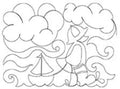 239 Rainy Day Duck And Sailboat Pantograph by Linda V. Taylor