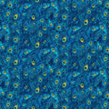Royal Packed Peacock Plumes Wild Beauty Cotton 44"/45" Fabric Per Yard
