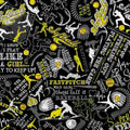 Black Girl's Softball Text Fitness Fanatic 44"/45" Fabric Per Yard