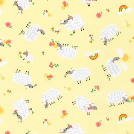 RK Sheep Quilting Cotton Yellow