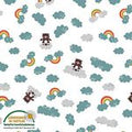 BL Fly Away Teddy- Rainbows White